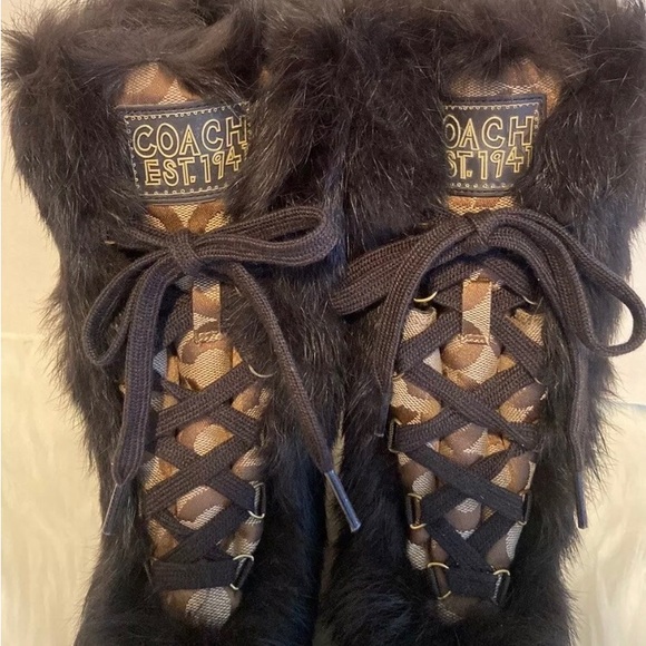 COACH 1941 Jennie Q522 Authentic Rabbit Fur Boots Women’s Size 6 1/2 B - Picture 4 of 8